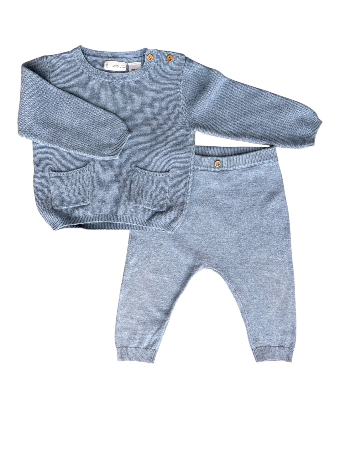 Mango Kids Gray Knitted Outfit (9-12M)