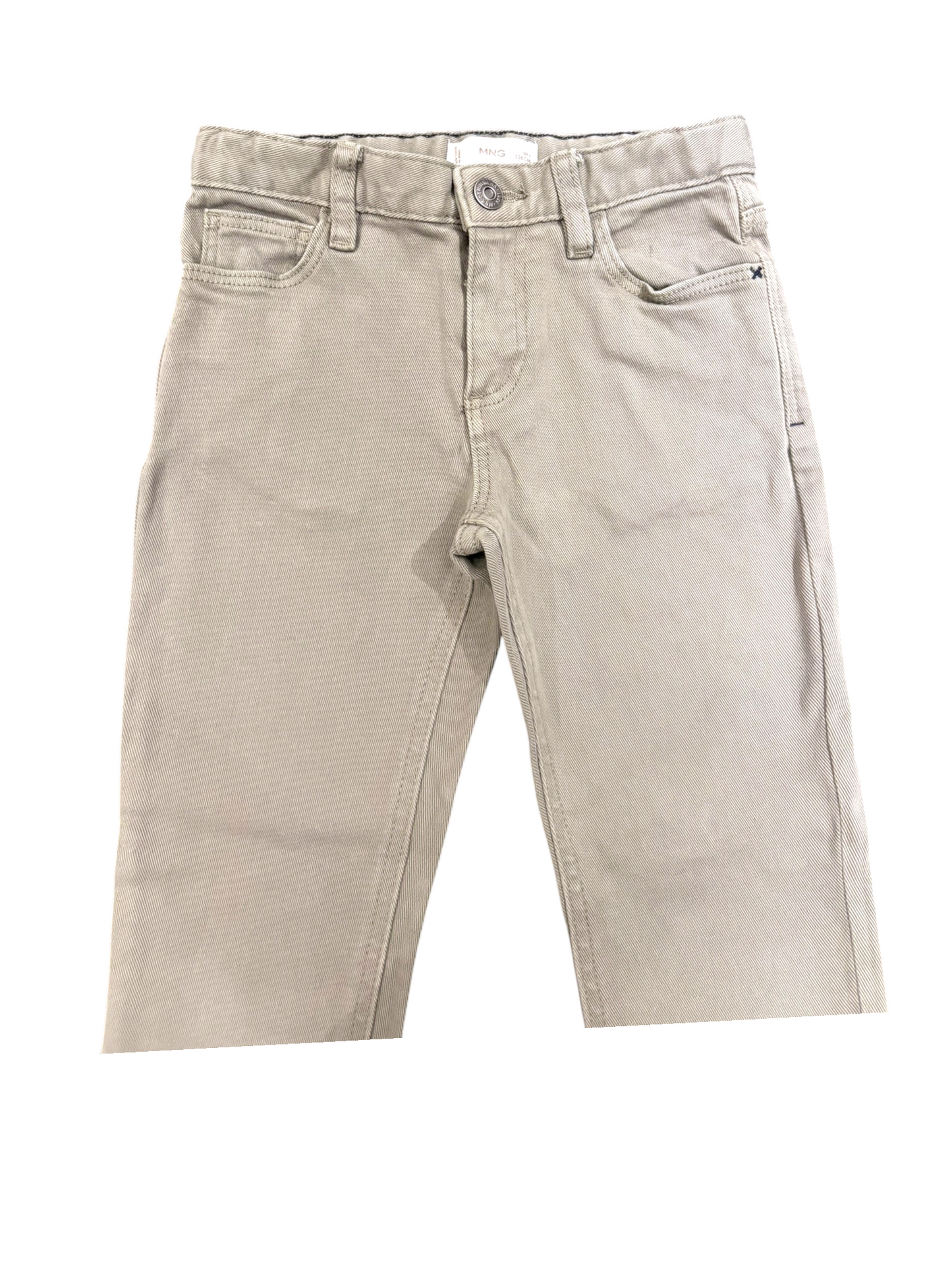 Mango Kids Boy Khaki Cotton Twill Trousers, 5-6Y / 116 - second hand baby clothing