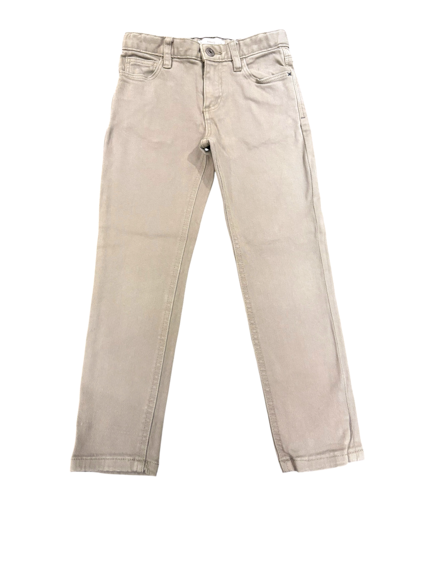 Mango Kids Boy Khaki Cotton Twill Trousers, 5-6Y / 116 - second hand baby clothing