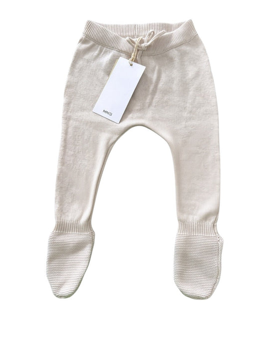 Mango Kids Cream Knitted Footed Pants size 1-3M / 62 - second hand baby clothing