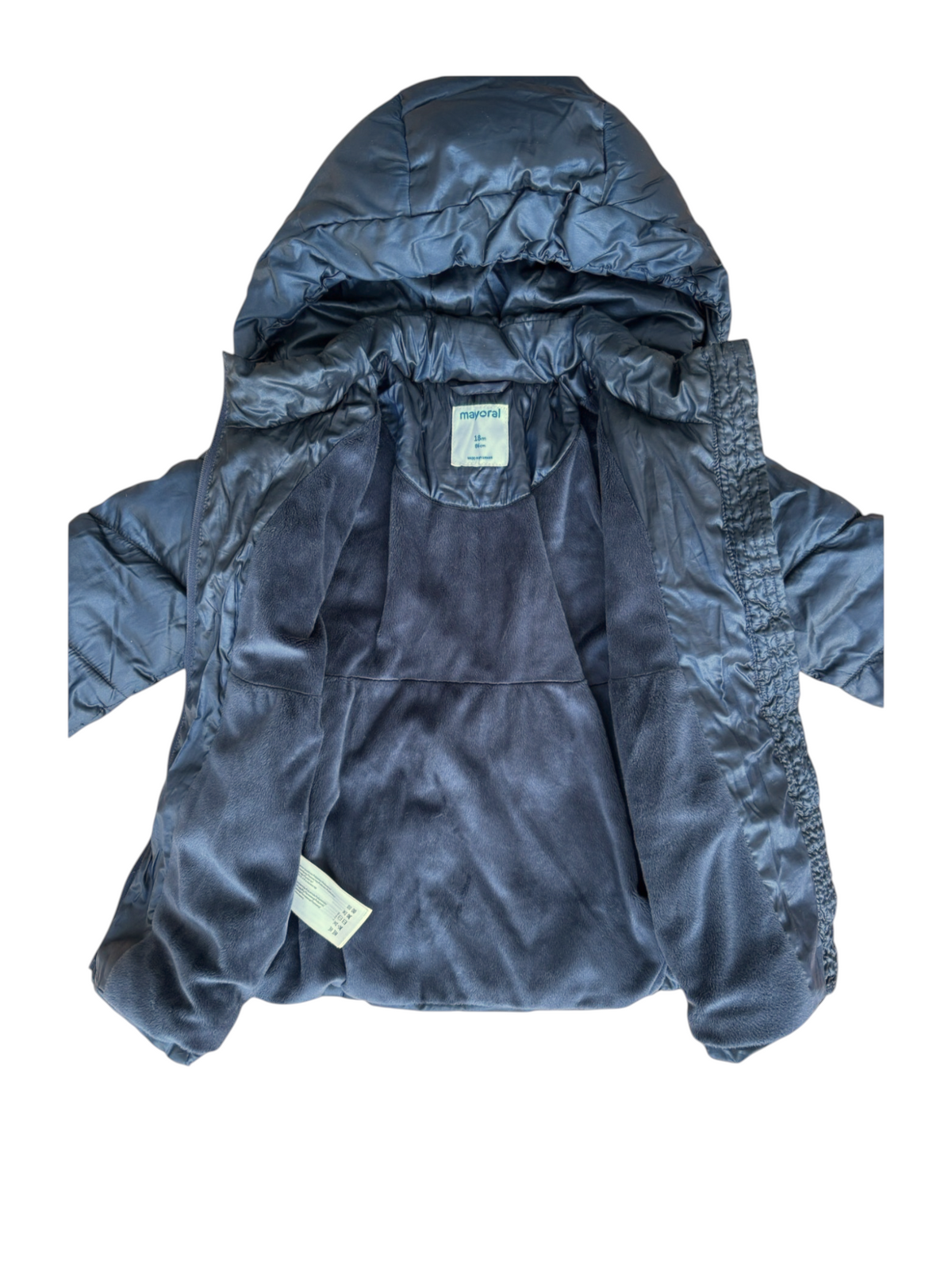 Mayoral Blue Hooded Puffer Jacket (18M / 86) - second hand baby clothing