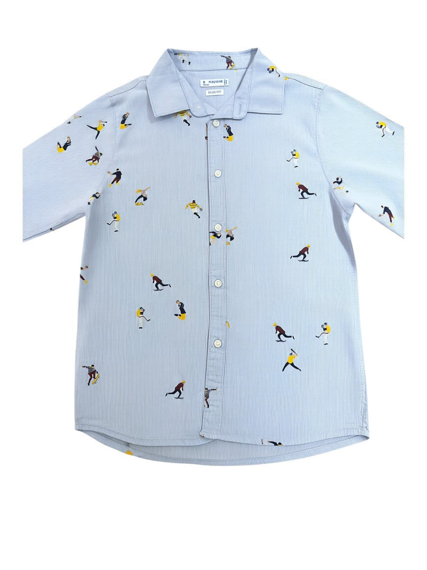 Mayoral Blue & White Sports Print Shirt (6Y / 116)