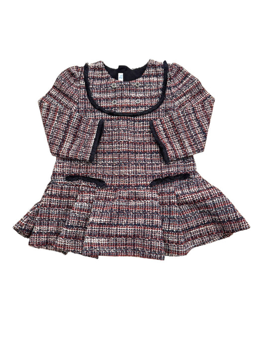 Mayoral Girl Navy Red Tweed Drop Waist Dress, 9M / 74