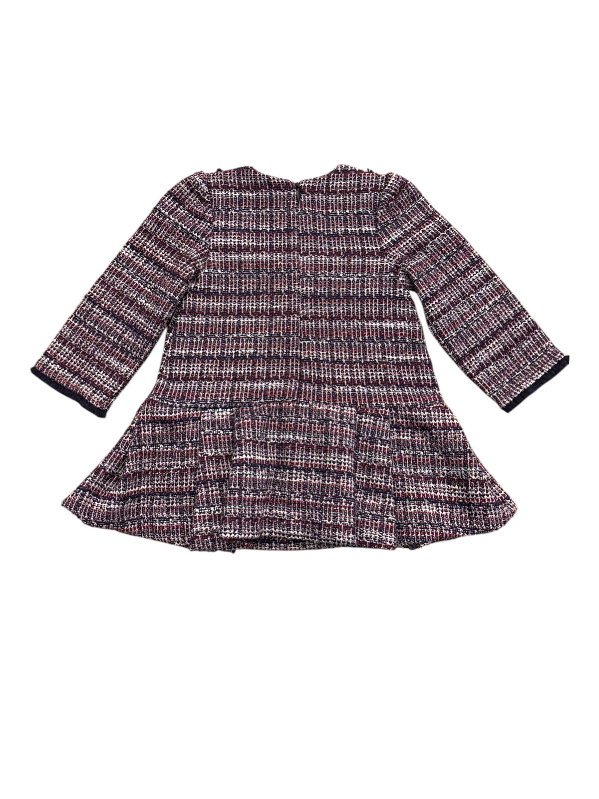 Mayoral Girl Navy Red Tweed Drop Waist Dress, 9M / 74