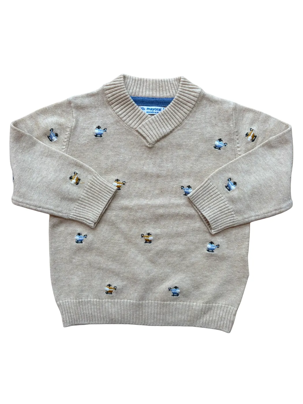 Mayoral Beige Helicopter Embroidered Sweater (12M)