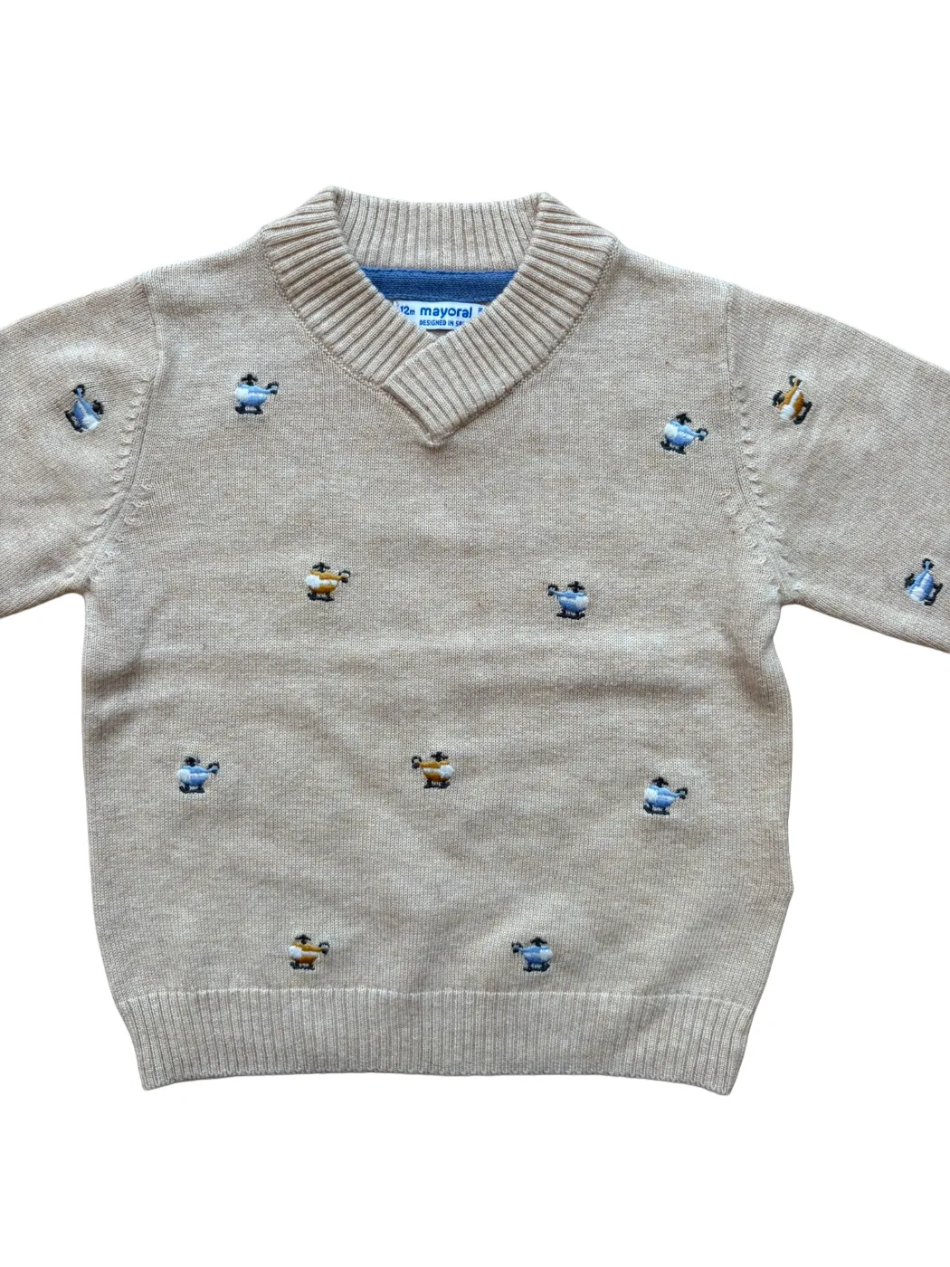 Mayoral Beige Helicopter Embroidered Sweater (12M)