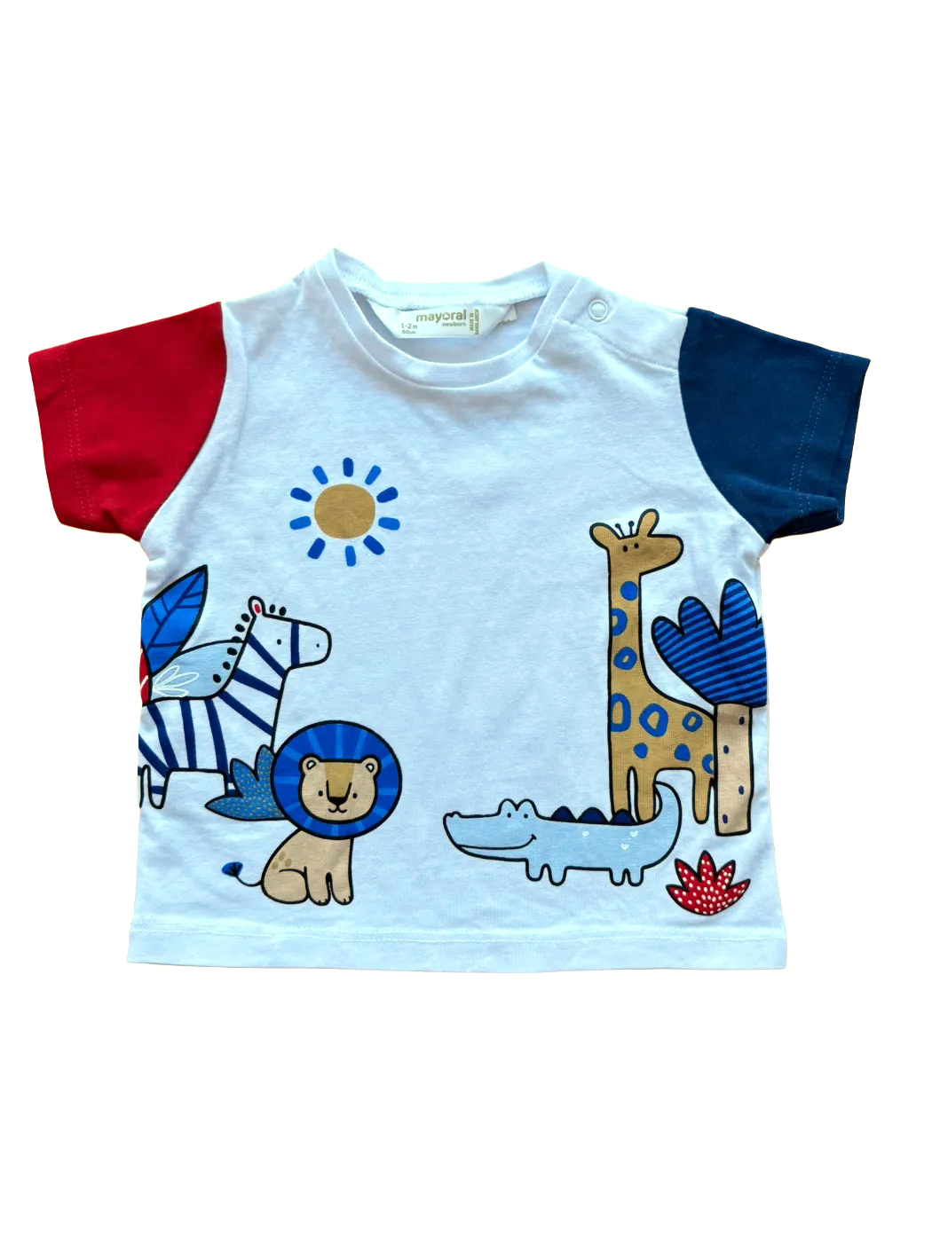 Mayoral White Safari Animals T-Shirt (1-2M)