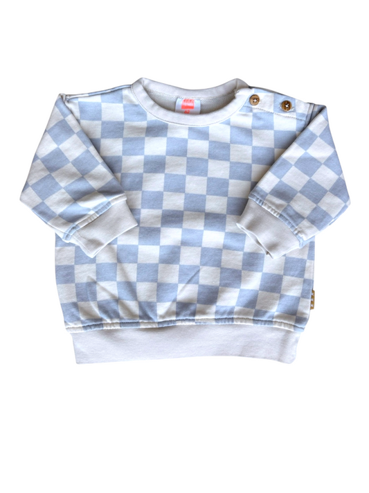 Mema Blue Checkered Sweater size 3-6M - second hand baby clothing