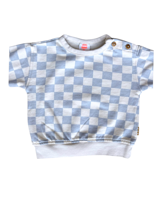 Mema Blue Checkered Sweater size 3-6M - second hand baby clothing