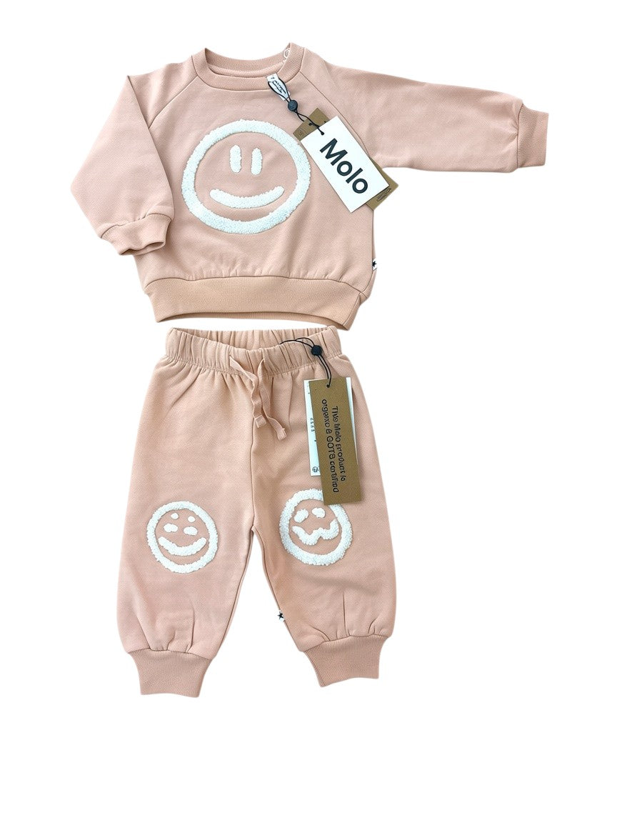 Molo Girl Rose Smiley Cotton Sweatshirt and Trousers Set, 6–9M