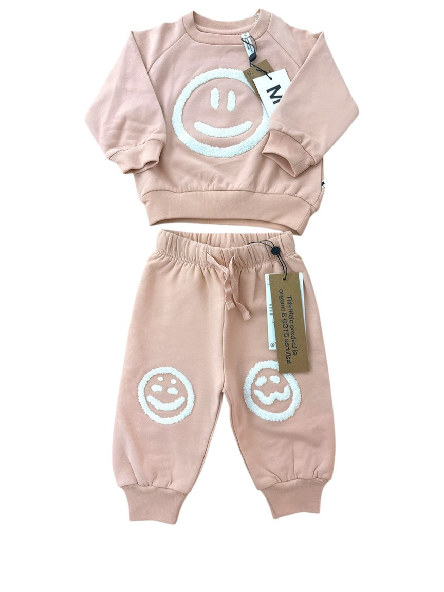 Molo Girl Rose Smiley Cotton Sweatshirt and Trousers Set, 6–9M