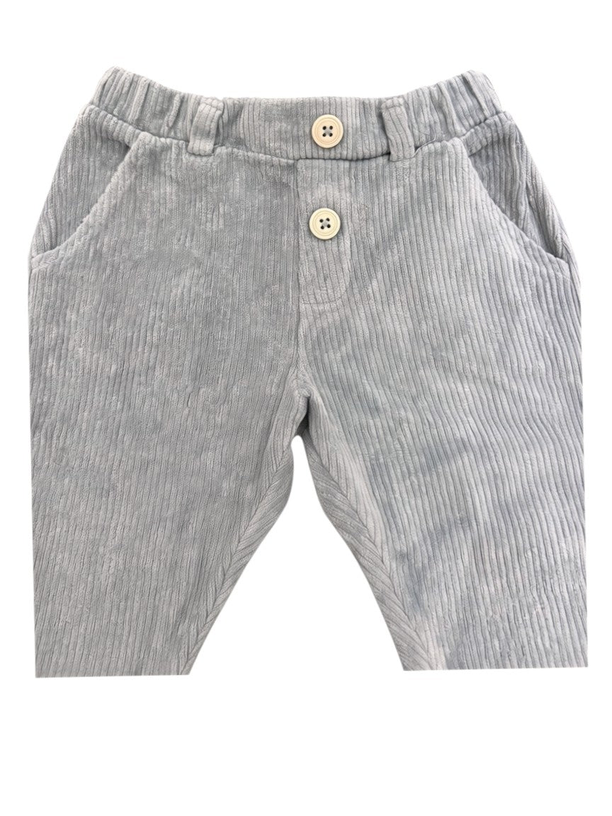 My First Chicco Beige Sailboat Top & Grey Corduroy Pants Set size 12M / 76 - second hand baby clothing