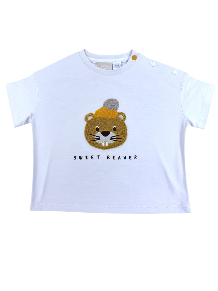 My First Chicco White Beaver Top size 12M / 76 - second hand baby clothing