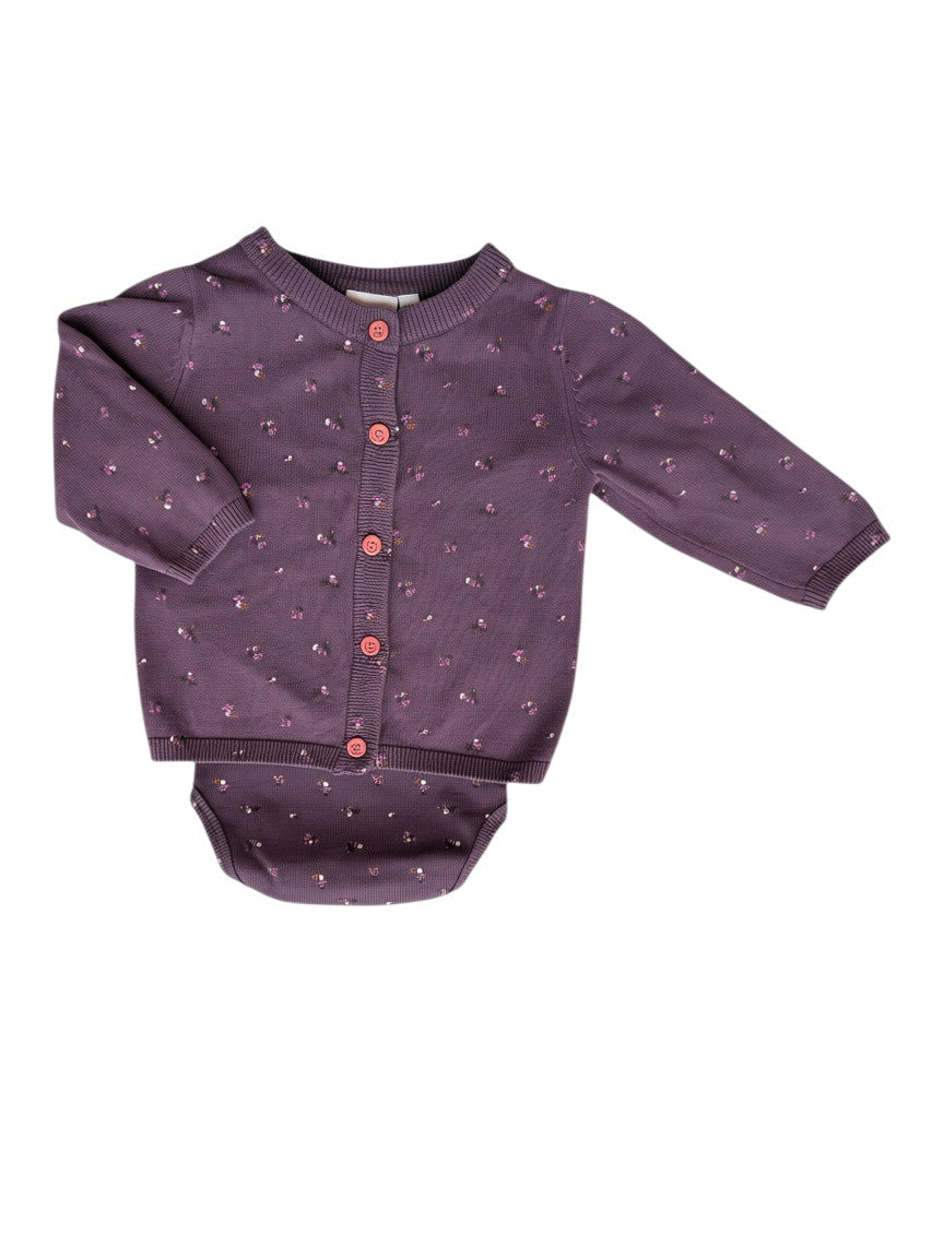 Name It Plum Floral Bodysuit & Cardigan Set (4-6M / 68)