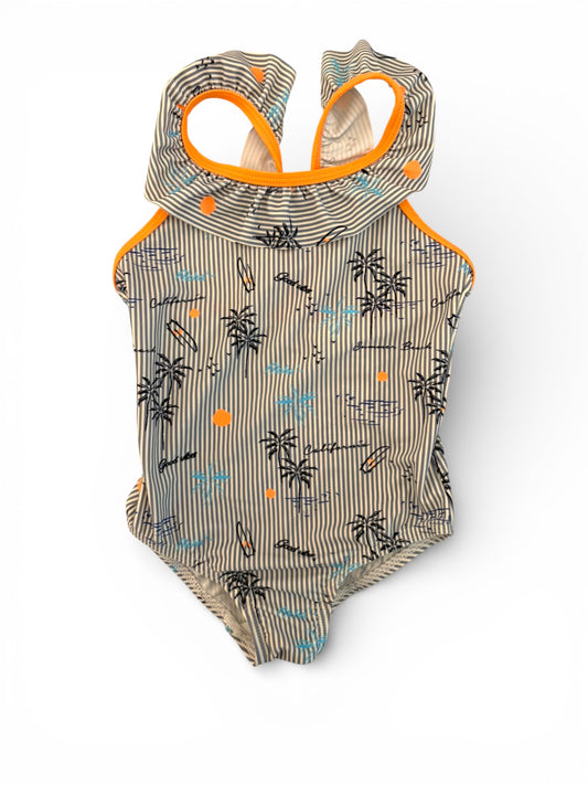 Name It Blue Striped Palm Print Swimsuit (12-24M / 86-92)