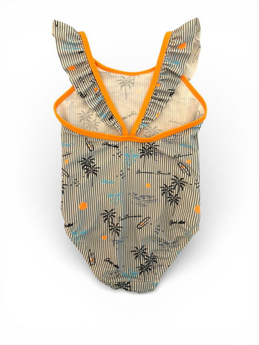 Name It Blue Striped Palm Print Swimsuit (12-24M / 86-92)