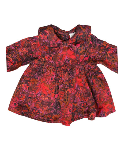 Next Red & Purple Floral Peter Pan Collar Dress (3-6M / 62)