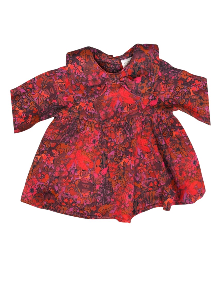 Next Red & Purple Floral Peter Pan Collar Dress (3-6M / 62)
