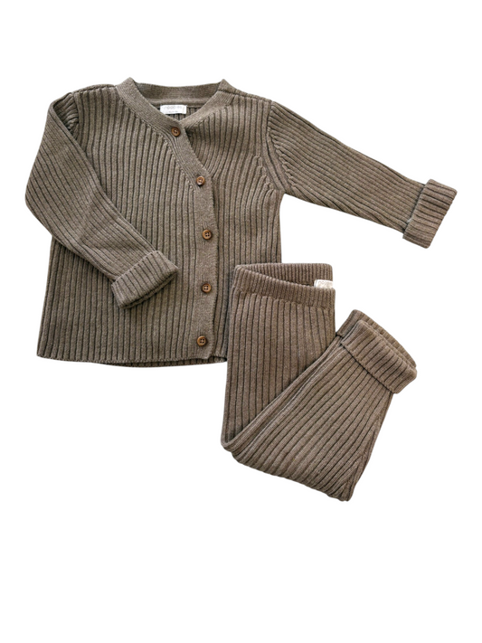 Noppies Unisex Brown Ribbed Knit Set, 9-12M / 80 - second hand baby clothing