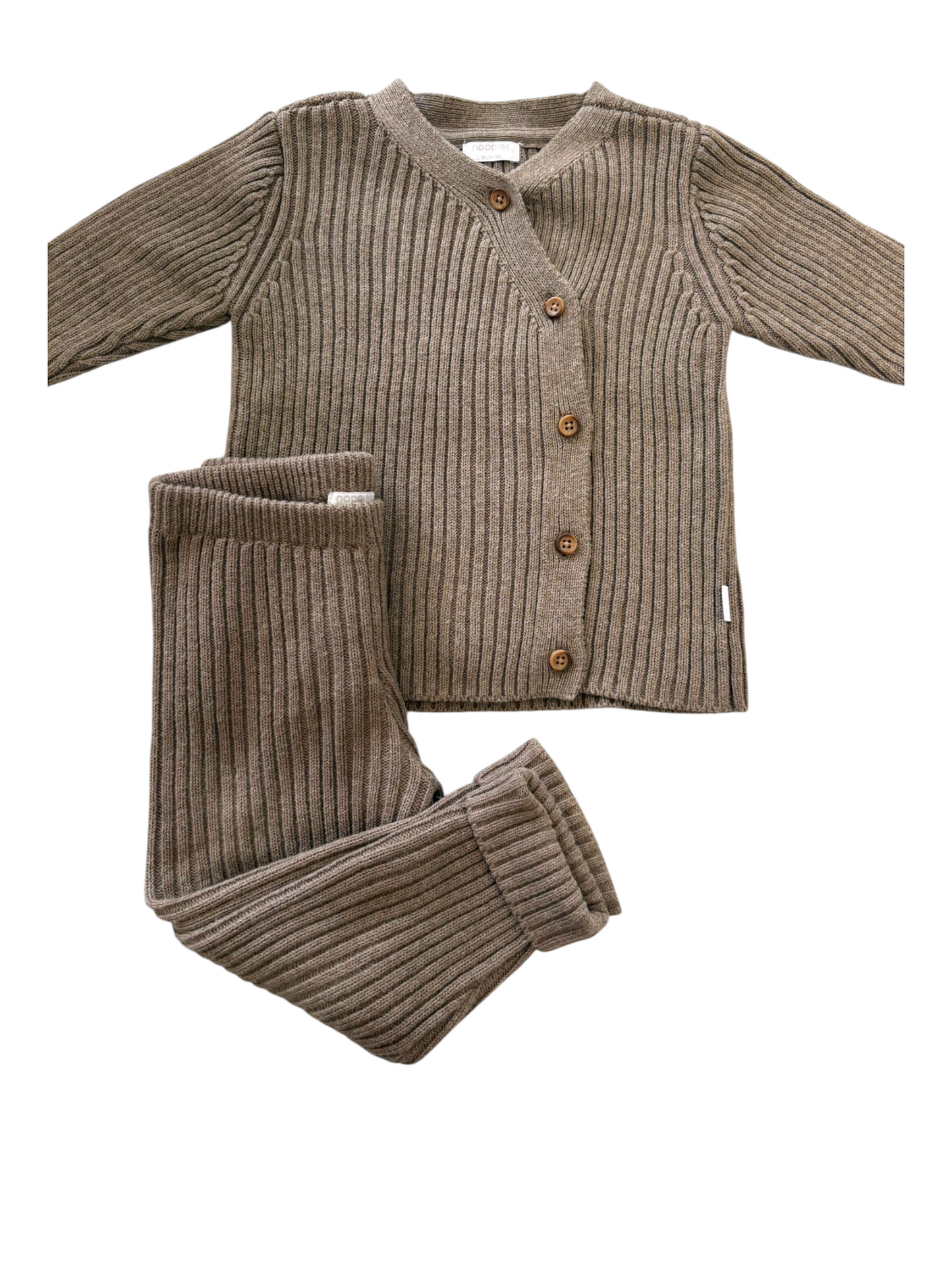 Noppies Unisex Brown Ribbed Knit Set, 9-12M / 80 - second hand baby clothing