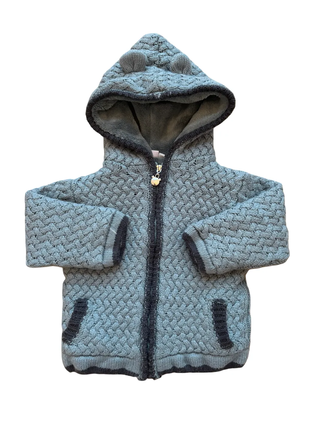 Noukie's Blue Cable Knit Hooded Cardigan size 18M / 86 - second hand baby clothing