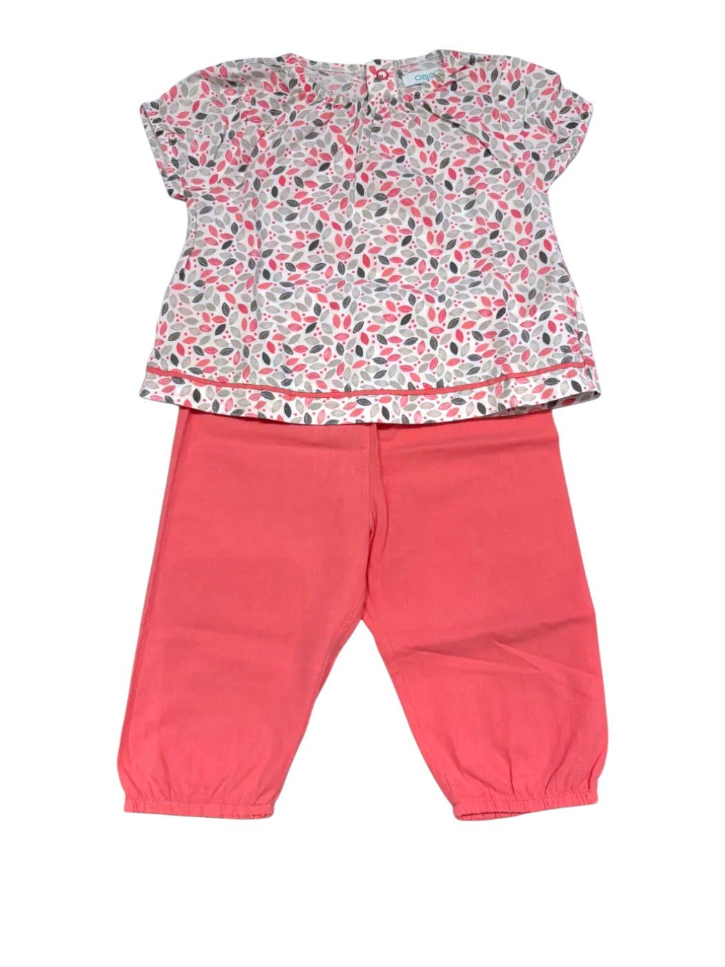 Obaïbi Floral Outfit Set size 12M / 74 - second hand baby clothing
