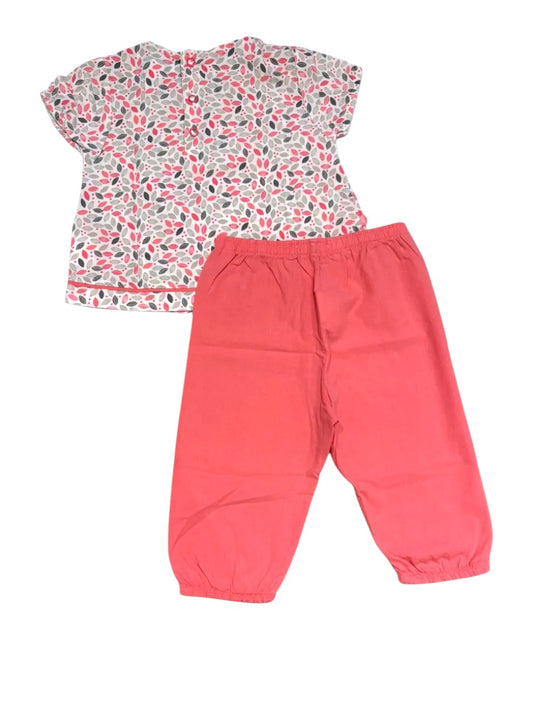 Obaïbi Floral Outfit Set size 12M / 74 - second hand baby clothing