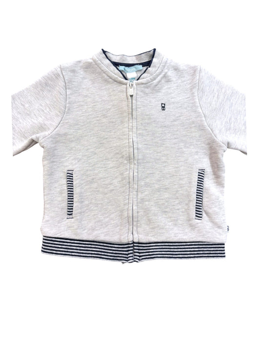 Veste zippée Obaibi rayée gris clair (12M)