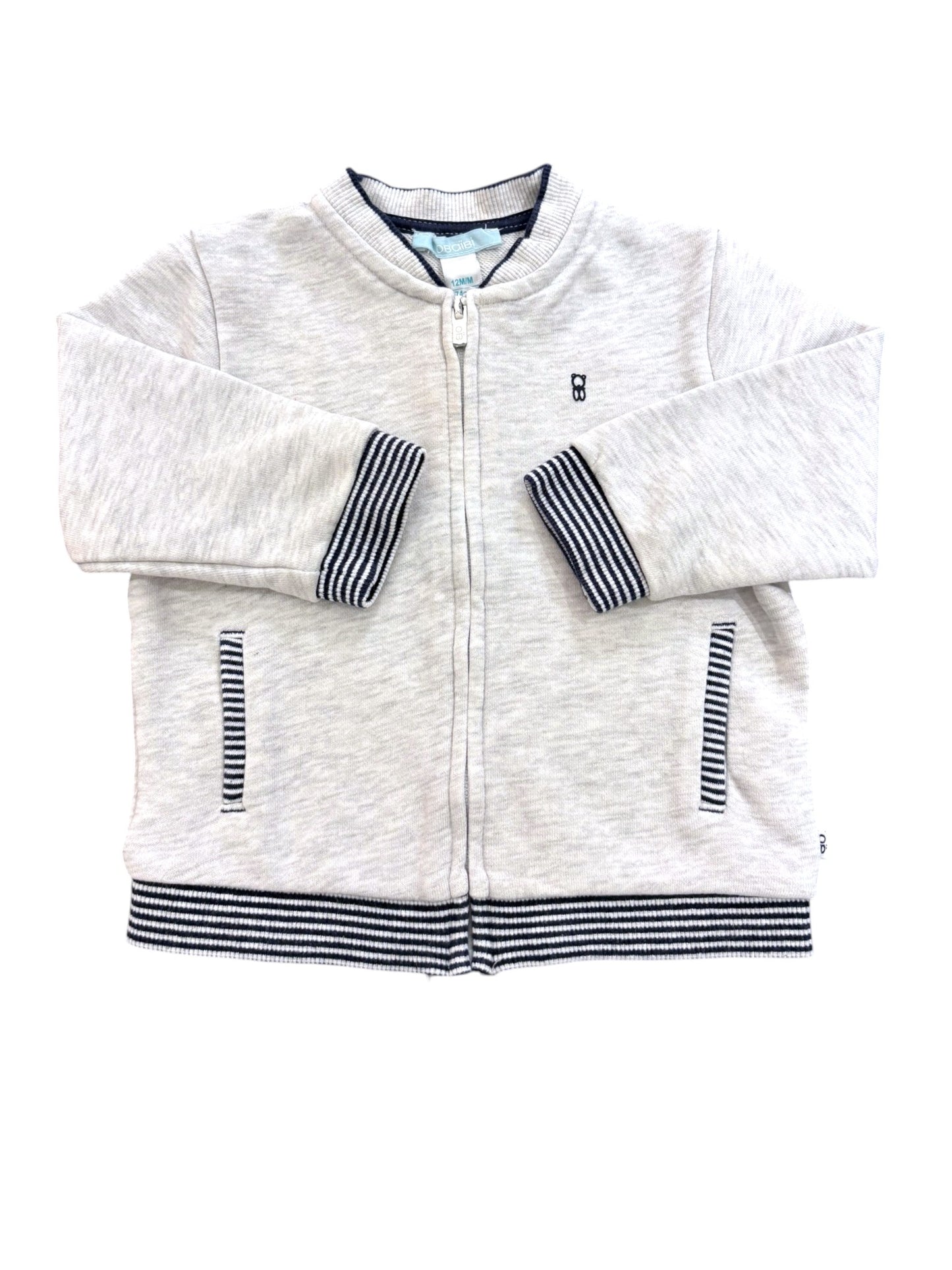 Veste zippée Obaibi rayée gris clair (12M)