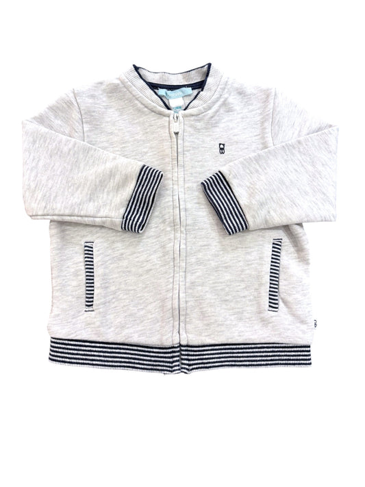 Veste zippée Obaibi rayée gris clair (12M)