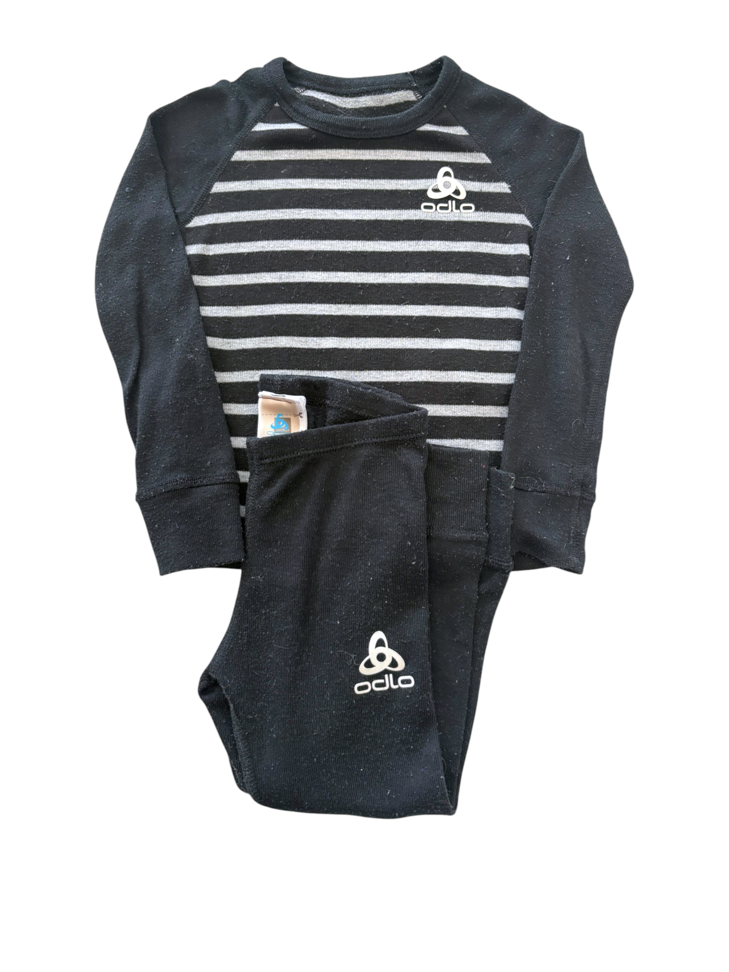 Odlo Unisex Black & Grey Stripe Base Layer Set, 92