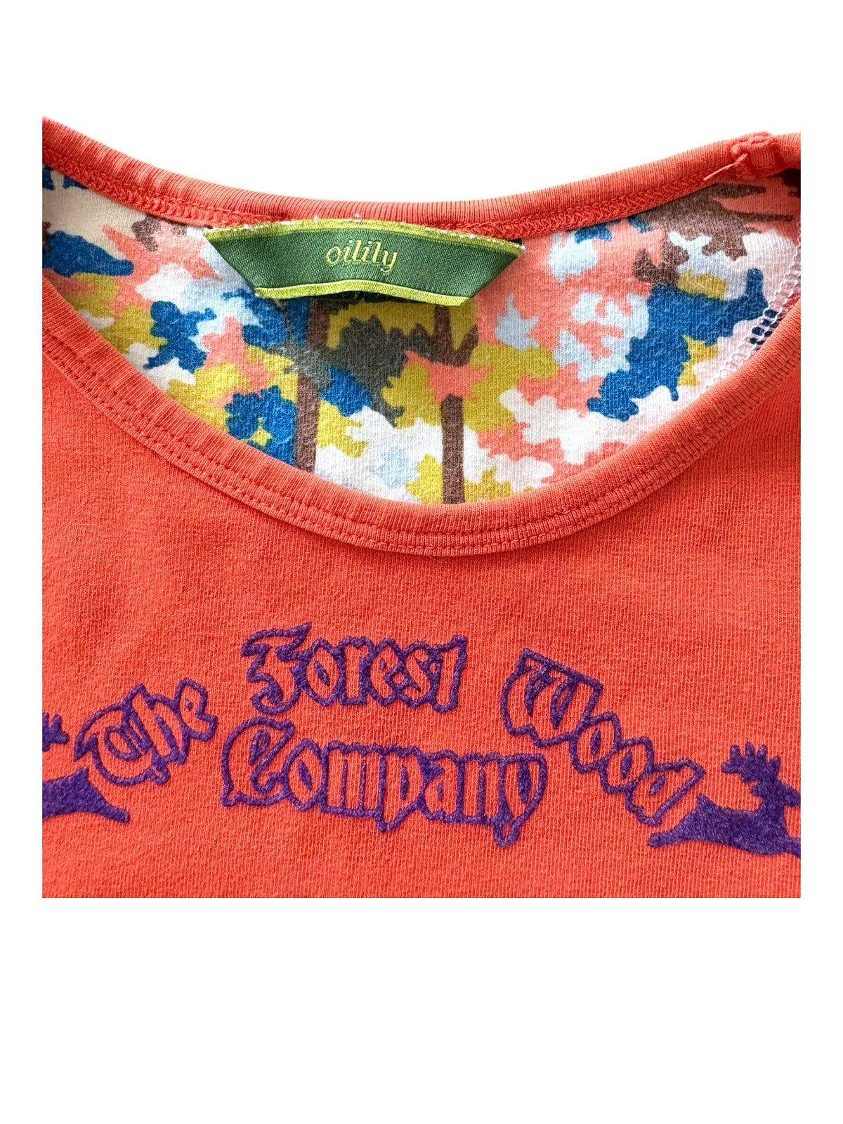 Oilily Girls Multicolour Forest Deer Print Jersey Long Sleeve Dress, 6Y / 116 - second hand baby clothing