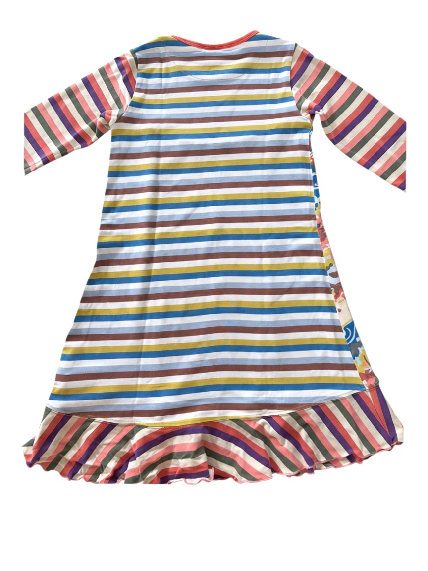 Oilily Girls Multicolour Forest Deer Print Jersey Long Sleeve Dress, 6Y / 116 - second hand baby clothing