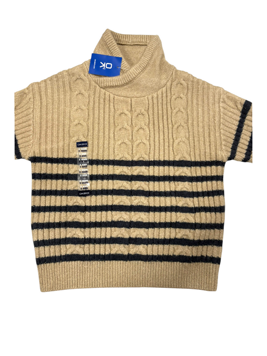 Okaïdi Unisex Beige & Black Striped Cable Knit Turtleneck Sweater, 3Y / 98 - second hand baby clothing