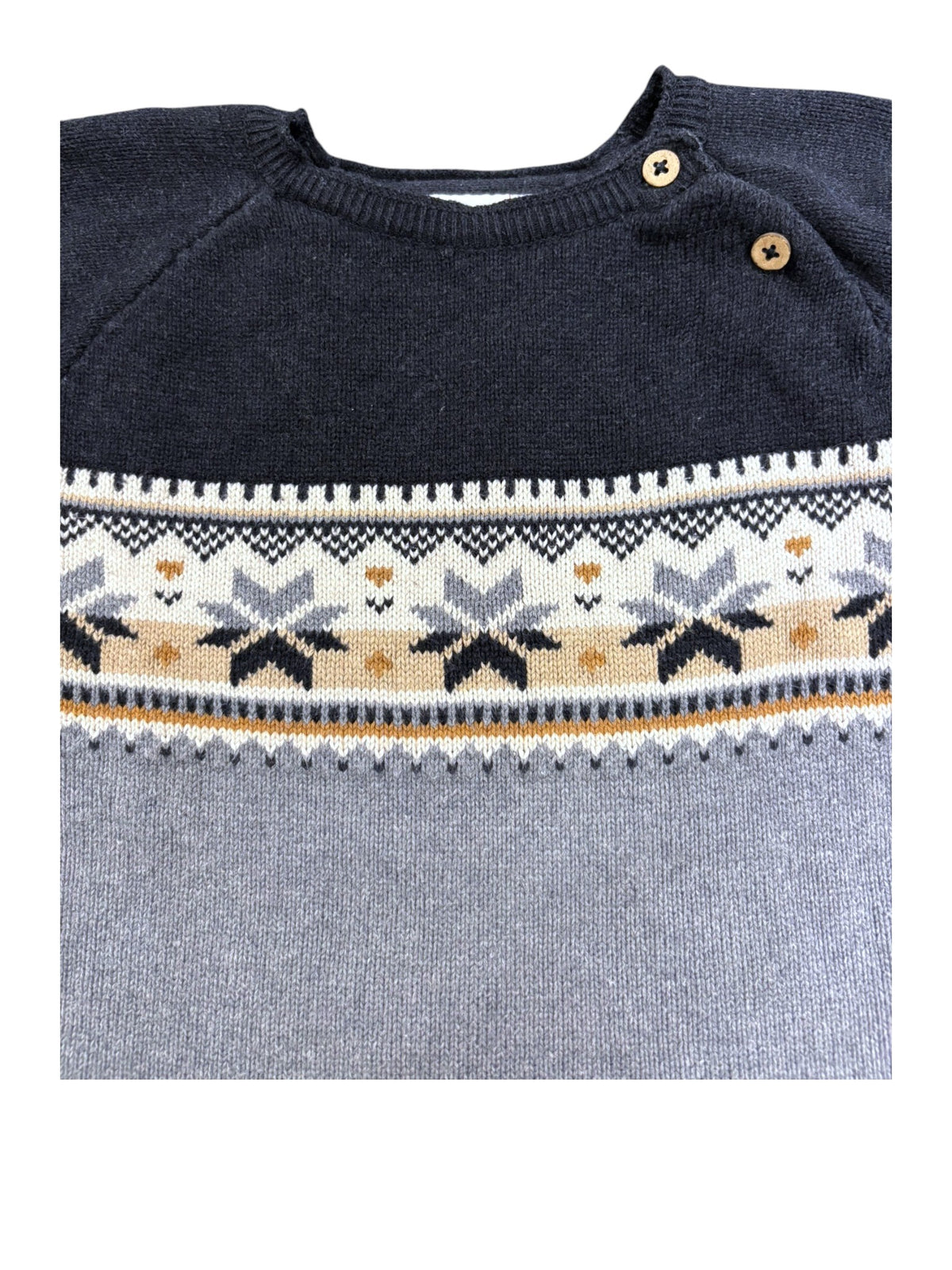People Wear Organic Grey Nordic Jacquard Cotton Sweater, 3-4Y / 98-104 - second hand baby clothing