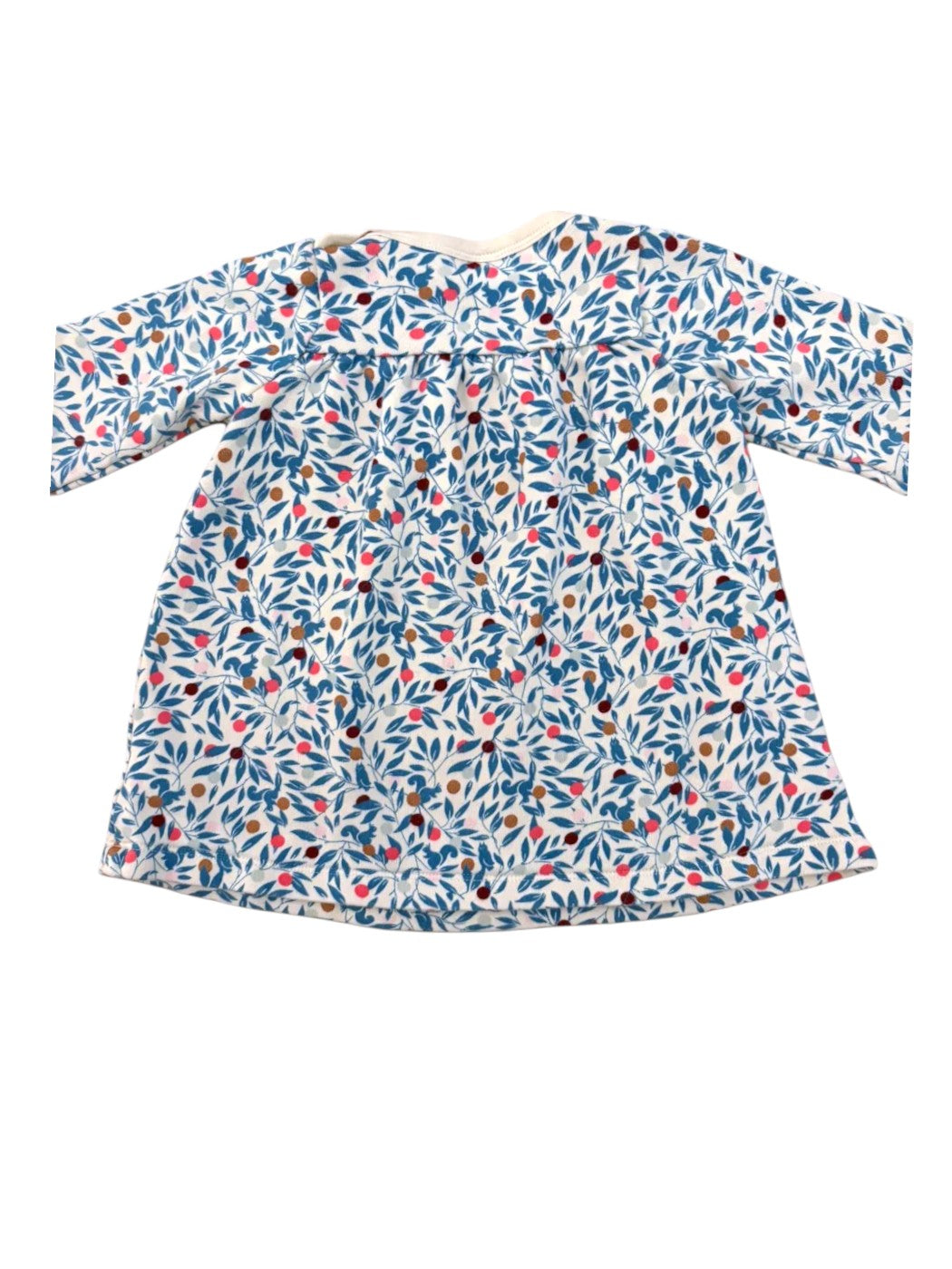 Petit Bateau Cream Berry Print Sweatshirt Dress size 12M - second hand baby clothing