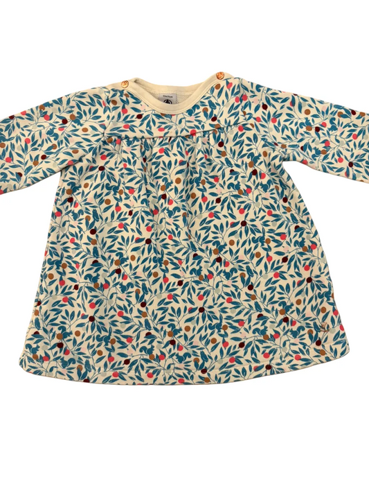 Petit Bateau Cream Berry Print Sweatshirt Dress (12M)