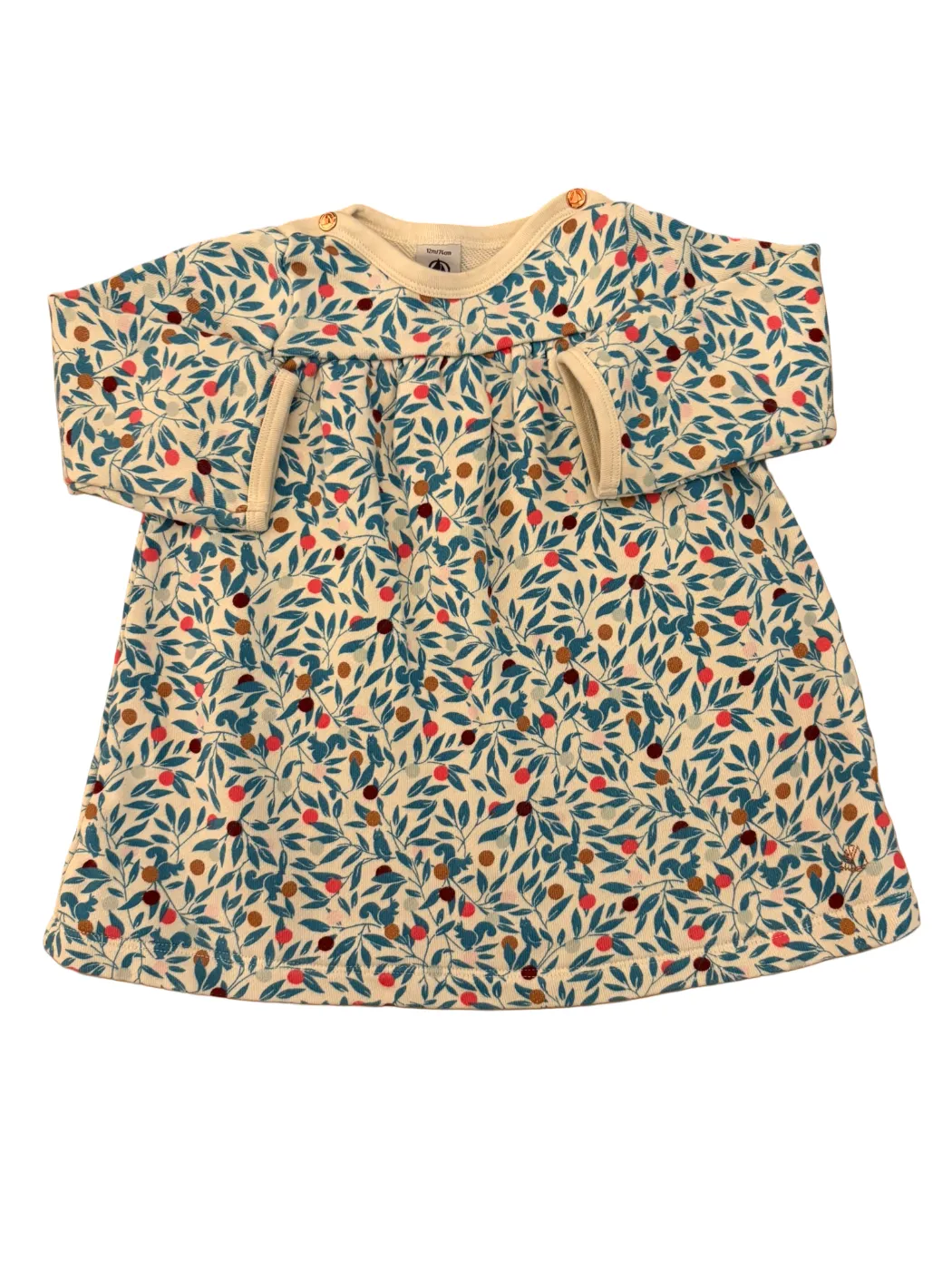 Petit Bateau Cream Berry Print Sweatshirt Dress (12M)
