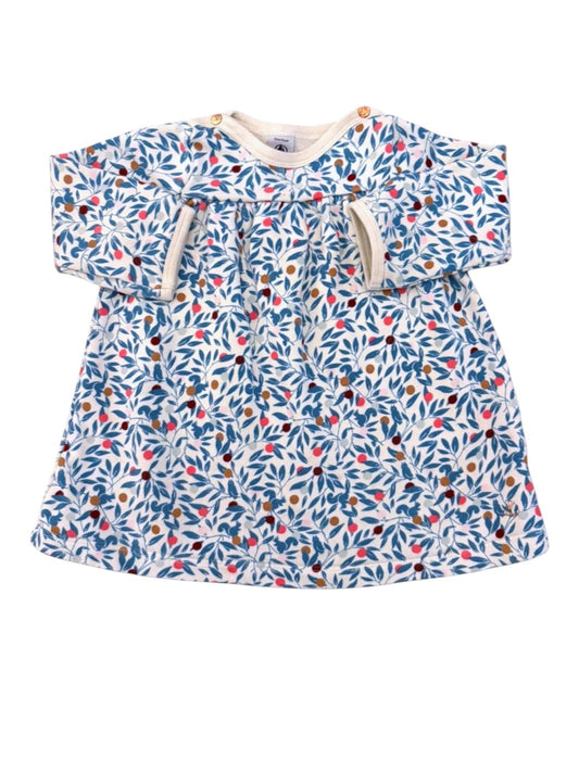 Petit Bateau Cream Berry Print Sweatshirt Dress size 12M - second hand baby clothing