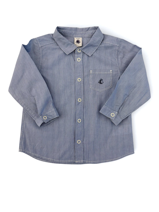 Petit Bateau Blue Pinstripe Shirt (2Y / 86)
