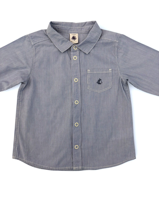 Petit Bateau Blue Pinstripe Shirt (2Y / 86)