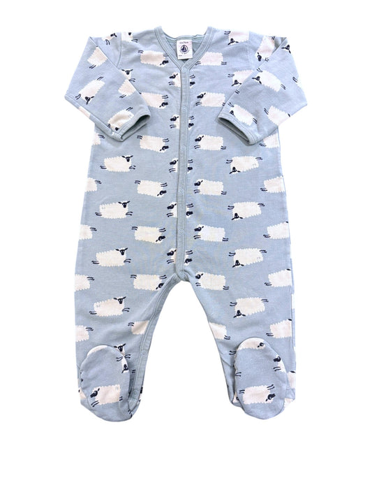 Petit Bateau Blue Sheep Sleepsuit (12M / 74)