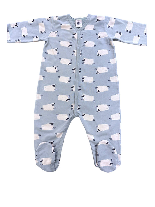 Petit Bateau Blue Sheep Sleepsuit (12M / 74)