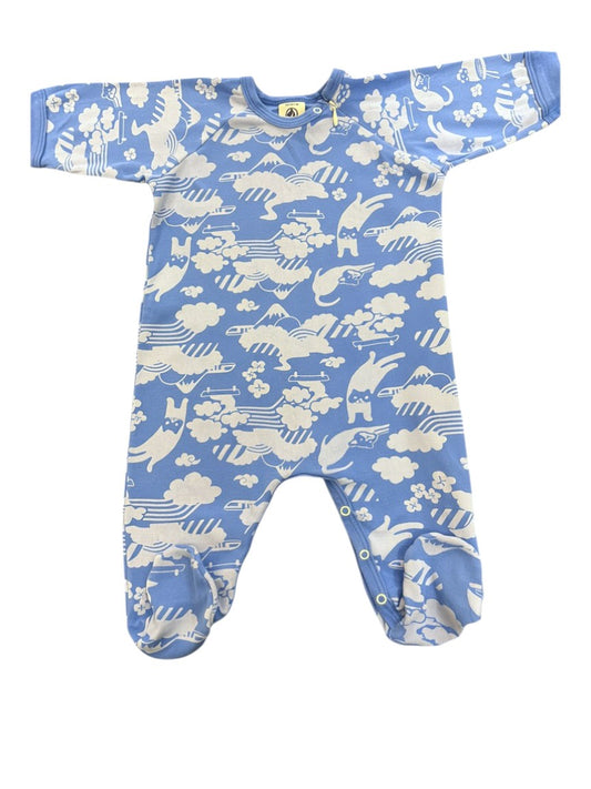 Petit Bateau Blue Japanese Print Sleepsuit (6M / 67)
