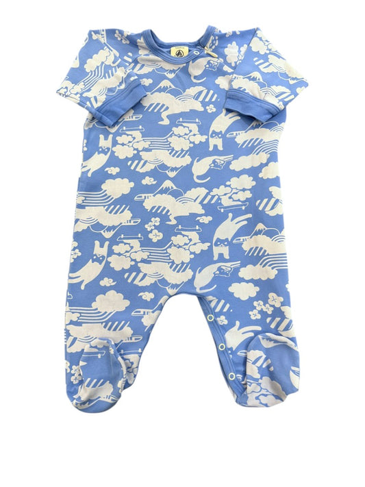 Petit Bateau Blue Japanese Print Sleepsuit (6M / 67)
