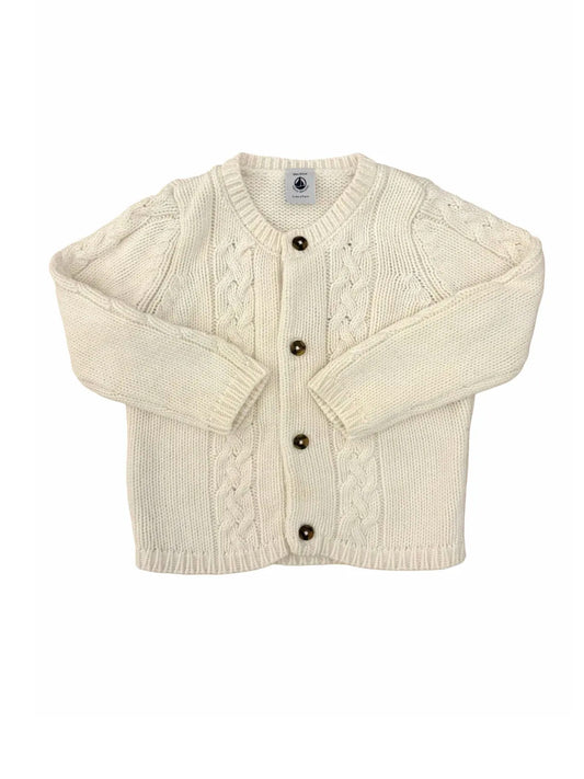 Petit Bateau Cream Cable Knit Cardigan (18M)
