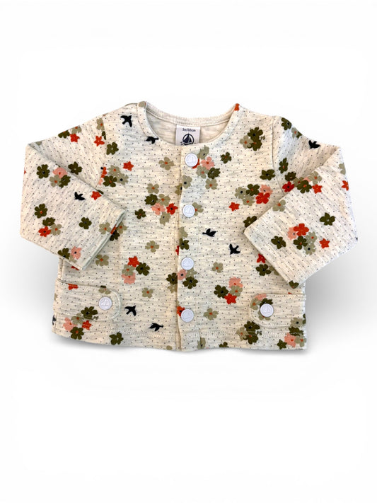 Petit Bateau Cream Floral Quilted Cardigan (18M / 81)