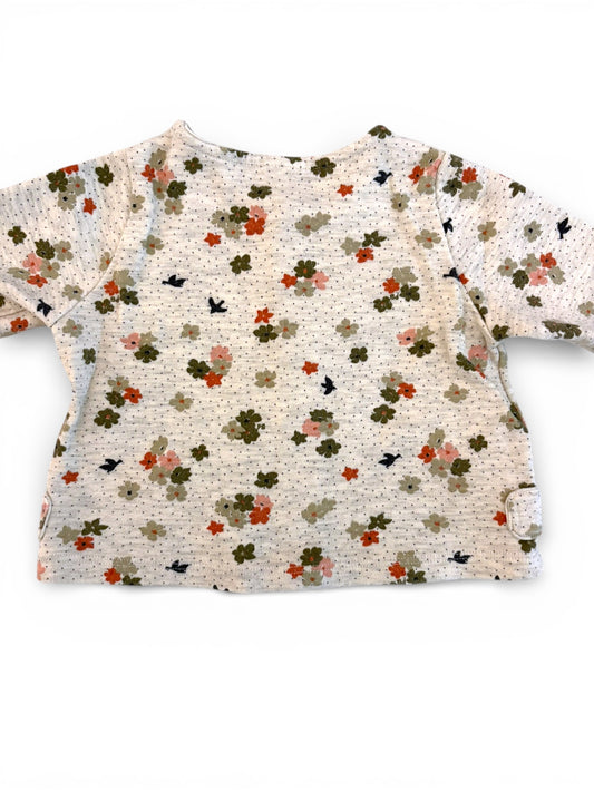 Petit Bateau Cream Floral Quilted Cardigan (3M / 60)