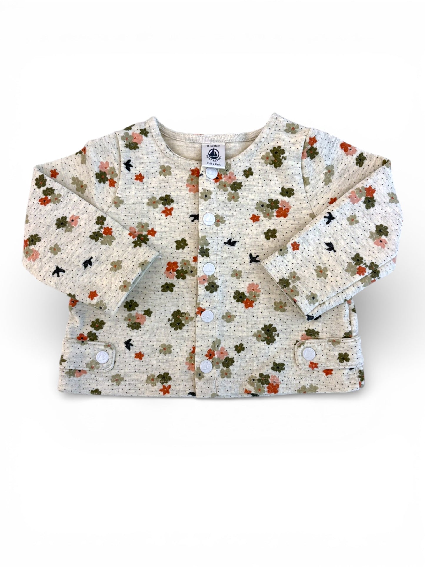 Petit Bateau Cream Floral Quilted Cardigan (3M / 60)