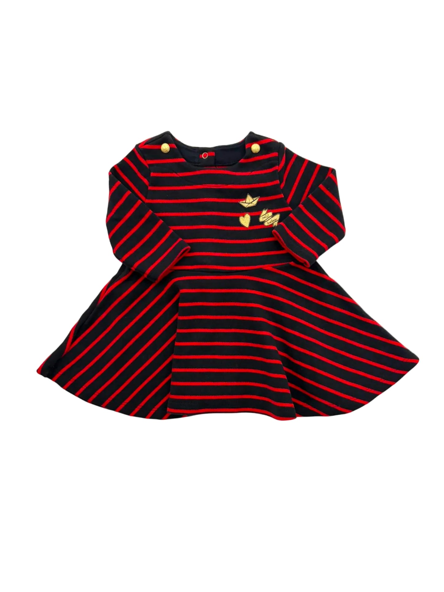 Petit Bateau Red & Blue Striped Dress (3M)